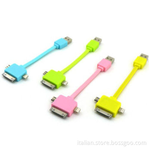 TPE material 3-in-1 multifunctional USB charging sync data cable for iphone4/4s/5/5s/5c/Samsung